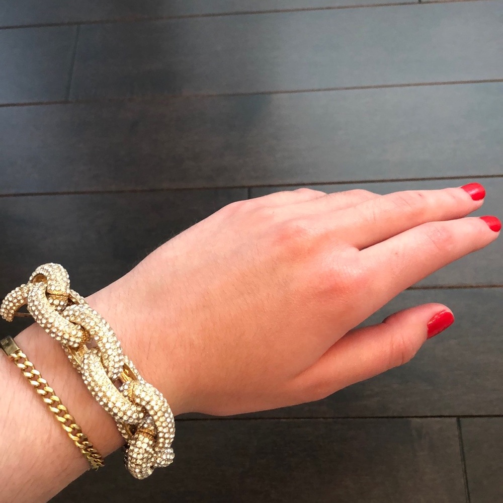 Large Rhinestone Chain Link Bracelet - Picture 4 of 9